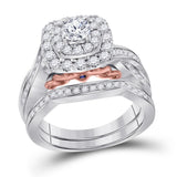 14kt Two-tone Gold Womens Round Diamond Bridal Wedding Engagement Ring Band Set 1.00 Cttw (Certified)