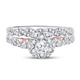 14kt Two-tone Gold Womens Round Diamond Bridal Wedding Engagement Ring Band Set 3/4 Cttw (Certified)