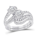 14kt White Gold Womens Round Diamond Bridal Wedding Engagement Ring Band Set 1.00 Cttw (Certified)