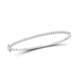14kt White Gold Womens Round Diamond Classic Bangle Bracelet 1.00 Cttw