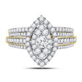 14kt Yellow Gold Womens Round Diamond Bridal Wedding Engagement Ring Band Set 1.00 Cttw (Certified)