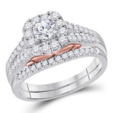 14kt Two-tone Gold Womens Round Diamond Bridal Wedding Engagement Ring Band Set 1.00 Cttw (Certified)