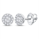 14kt White Gold Womens Princess Diamond Fashion Cluster Earrings 1/6 Cttw