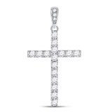 14kt White Gold Womens Round Diamond Cross Faith Pendant 1/4 Cttw