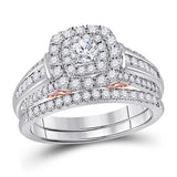 14kt Two-tone Gold Womens Round Diamond Bridal Wedding Engagement Ring Band Set 1.00 Cttw (Certified)
