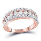 14kt Rose Gold Womens Round Brown Diamond Band Ring 1.00 Cttw