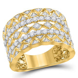 14kt Yellow Gold Womens Round Diamond Modern Zigzag Band Ring 1-1/5 Cttw