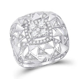 14kt White Gold Womens Round Diamond Geometric Cocktail Ring 1.00 Cttw