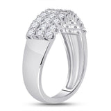 14kt White Gold Womens Round Diamond Contoured Triple Row Band Ring 1.00 Cttw