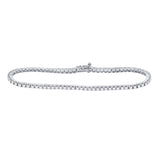 14kt White Gold Womens Round Diamond Classic Tennis Bracelet 2.00 Cttw