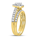 14kt Yellow Gold Womens Round Diamond Bridal Wedding Engagement Ring Band Set 1.00 Cttw (Certified)
