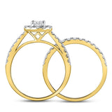 14kt Yellow Gold Womens Round Diamond Bridal Wedding Engagement Ring Band Set 1.00 Cttw (Certified)
