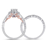 14kt Two-tone Gold Womens Round Diamond Bridal Wedding Engagement Ring Band Set 3/4 Cttw (Certified)