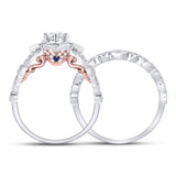 14kt Two-tone Gold Womens Round Diamond Bridal Wedding Engagement Ring Band Set 3/4 Cttw (Certified)