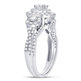 14kt White Gold Womens Oval Diamond Bridal Wedding Engagement Ring Band Set 1.00 Cttw (Certified)