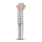 14kt Two-tone Gold Womens Round Diamond Bridal Wedding Engagement Ring Band Set 1.00 Cttw (Certified)
