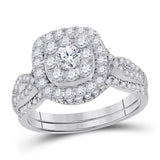 14kt White Gold Womens Round Diamond Bridal Wedding Engagement Ring Band Set 1.00 Cttw (Certified)
