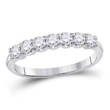 14kt White Gold Womens Round Diamond Anniversary Band Ring 1/2 Cttw