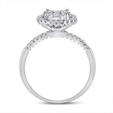 14kt White Gold Womens Round Diamond Right Hand Halo Cluster Ring 5/8 Cttw