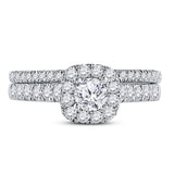 14kt White Gold Womens Round Diamond Bridal Wedding Engagement Ring Band Set 1.00 Cttw (Certified)