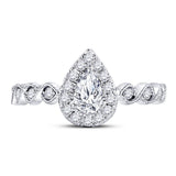 14kt Two-tone Gold Womens Pear Diamond Solitaire Bridal Wedding Engagement Ring 3/4 Cttw (Certified)