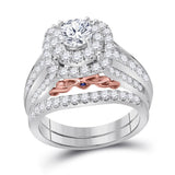 14kt Two-tone Gold Womens Round Diamond Bridal Wedding Engagement Ring Band Set 2.00 Cttw (Certified)