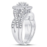 14kt White Gold Womens Round Diamond Bridal Wedding Engagement Ring Band Set 1.00  (Certified)