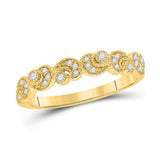 14kt Yellow Gold Womens Round Diamond Crescent Stackable Band Ring 1/10 Cttw