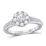 14kt White Gold Womens Round Diamond Solitaire Bridal Wedding Engagement Ring 1.00 Cttw (Certified)