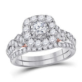 14kt Two-tone Gold Womens Round Diamond Bridal Wedding Engagement Ring Band Set 1-1/2 Cttw (Certified)