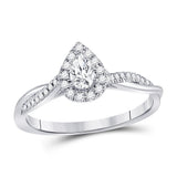 14kt White Gold Womens Pear Diamond Solitaire Bridal Wedding Engagement Ring 1/3 Cttw (Certified)