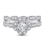 14kt Two-tone Gold Womens Round Diamond Bridal Wedding Engagement Ring Band Set 3/4 Cttw (Certified)