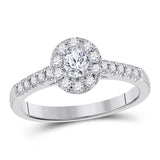 14kt White Gold Womens Oval Diamond Solitaire Bridal Wedding Engagement Ring 1/5 Cttw (Certified)