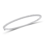 14kt White Gold Womens Round Diamond Classic Bangle Bracelet 1.00 Cttw