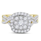 14kt Yellow Gold Womens Round Diamond Bridal Wedding Engagement Ring Band Set 1.00 Cttw (Certified)