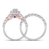 14kt Two-tone Gold Womens Round Diamond Bridal Wedding Engagement Ring Band Set 3/4 Cttw (Certified)