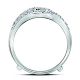 14kt White Gold Womens Baguette Diamond Wrap Ring Guard Enhancer 3/4 Cttw