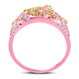 14kt Rose Gold Womens Round Yellow Diamond Fashion Cocktail Ring 1-1/2 Cttw