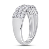 14kt White Gold Womens Round Diamond Triple Row Chevron Band Ring 1.00 Cttw