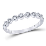 14kt White Gold Womens Round Diamond Stackable Band Ring 1/10 Cttw