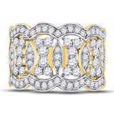 14kt Yellow Gold Womens Round Diamond Right Hand Band Ring 1-1/3 Cttw