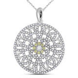 14kt White Gold Womens Round Diamond Mandala Circle Pendant 1.00 Cttw