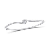 14kt White Gold Womens Round Diamond Bypass 2-stone Bracelet 3/4 Cttw (Certified)