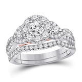 14kt White Gold Womens Round Diamond Bridal Wedding Engagement Ring Band Set 1-1/2 Cttw (Certified)