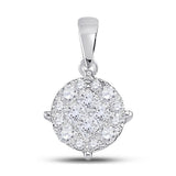 14kt White Gold Womens Princess Diamond Fashion Cluster Pendant 2.00 Cttw