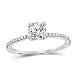 14kt White Gold Womens Round Diamond Solitaire Bridal Wedding Engagement Ring 1.00 Cttw (Certified)