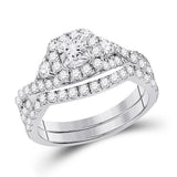 14kt White Gold Womens Princess Diamond Bridal Wedding Engagement Ring Band Set 1-3/4 Cttw (Certified)