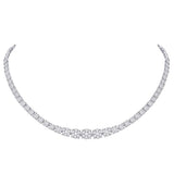 14kt White Gold Womens Round Diamond Graduated Tennis Necklace 9-3/8 Cttw