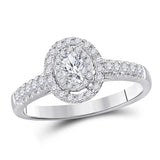14kt White Gold Womens Oval Diamond Solitaire Bridal Wedding Engagement Ring 1/2 Cttw (Certified)