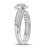 14kt White Gold Womens Round Diamond Bridal Wedding Engagement Ring Band Set 1.00 Cttw (Certified)